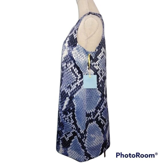 CeCe by Cynthia Steffe violet snakeskin print sleeveless crewneck classic dress - Picture 5 of 8